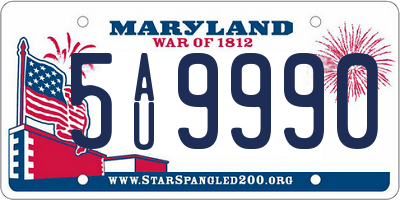 MD license plate 5AU9990