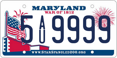 MD license plate 5AU9999
