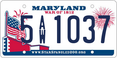 MD license plate 5AW1037