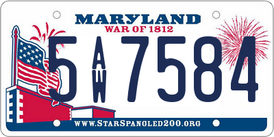 MD license plate 5AW7584
