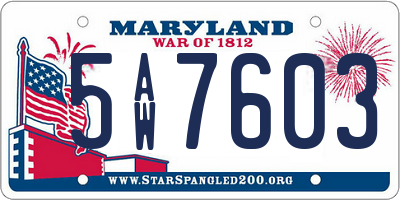 MD license plate 5AW7603