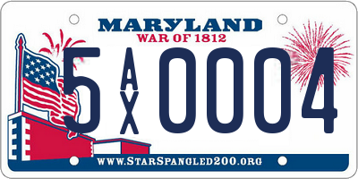 MD license plate 5AX0004