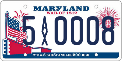 MD license plate 5AX0008