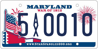 MD license plate 5AX0010