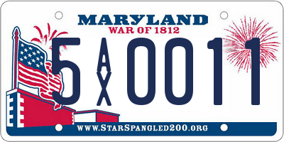 MD license plate 5AX0011