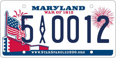 MD license plate 5AX0012