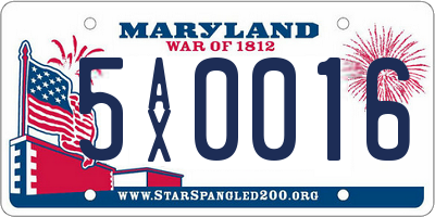 MD license plate 5AX0016
