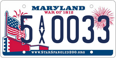 MD license plate 5AX0033