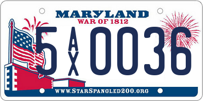 MD license plate 5AX0036
