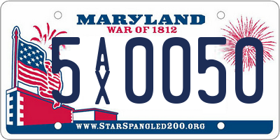 MD license plate 5AX0050