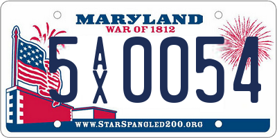 MD license plate 5AX0054