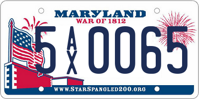 MD license plate 5AX0065