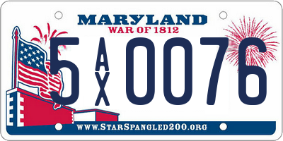 MD license plate 5AX0076