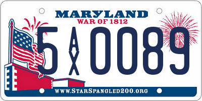 MD license plate 5AX0089