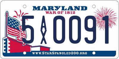 MD license plate 5AX0091