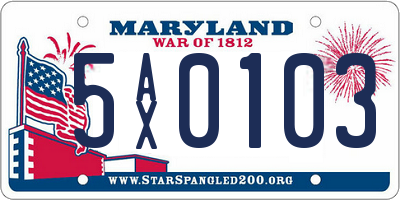 MD license plate 5AX0103