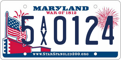 MD license plate 5AX0124
