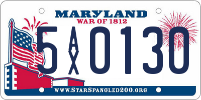 MD license plate 5AX0130