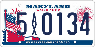 MD license plate 5AX0134