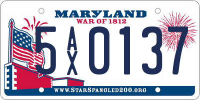MD license plate 5AX0137