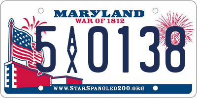 MD license plate 5AX0138