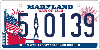 MD license plate 5AX0139