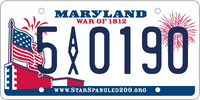 MD license plate 5AX0190