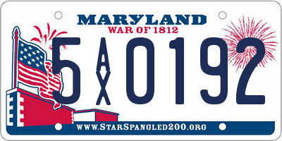MD license plate 5AX0192