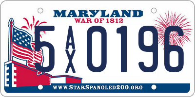 MD license plate 5AX0196