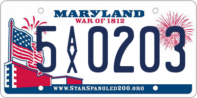 MD license plate 5AX0203
