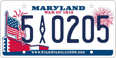 MD license plate 5AX0205