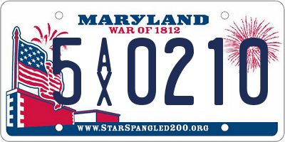 MD license plate 5AX0210