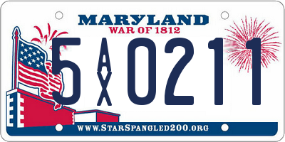 MD license plate 5AX0211