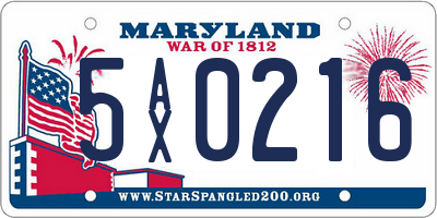 MD license plate 5AX0216