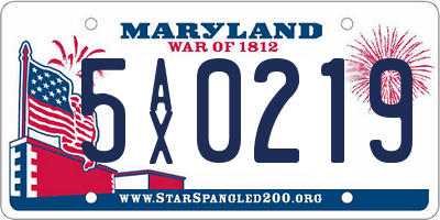 MD license plate 5AX0219