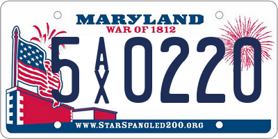 MD license plate 5AX0220