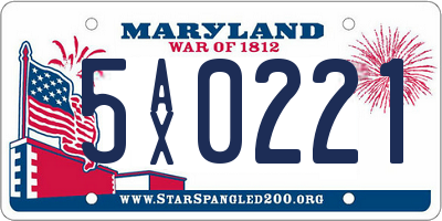 MD license plate 5AX0221