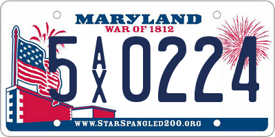 MD license plate 5AX0224
