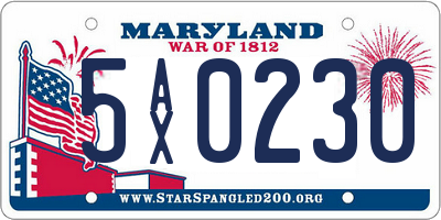 MD license plate 5AX0230