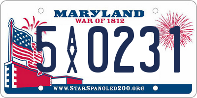 MD license plate 5AX0231