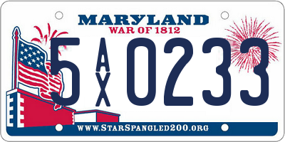 MD license plate 5AX0233