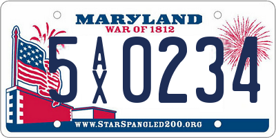 MD license plate 5AX0234