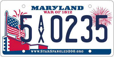 MD license plate 5AX0235