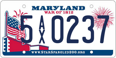 MD license plate 5AX0237