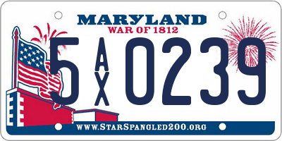 MD license plate 5AX0239