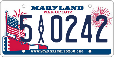 MD license plate 5AX0242