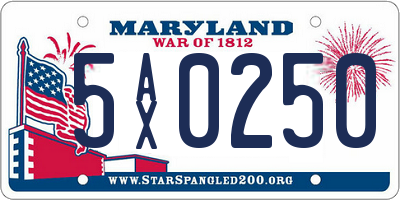 MD license plate 5AX0250