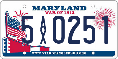 MD license plate 5AX0251