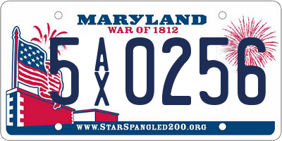 MD license plate 5AX0256