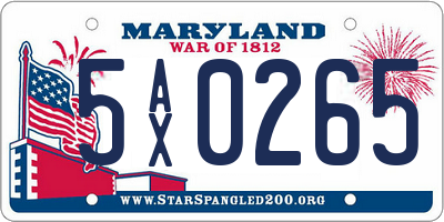 MD license plate 5AX0265